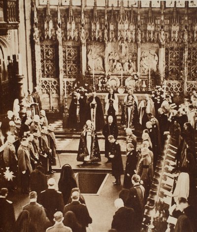 Koning Edward VIII strooit aarde op de kist van zijn vader, 1936 door John Hill