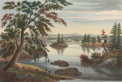 Uitzicht bij Fort Miller No. 10 later veranderd naar No. 9 van The Hudson River Portfolio, 1822 door John Hill