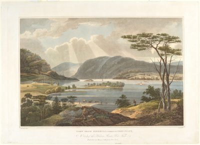 Uitzicht vanaf Fishkill naar West Point door John Hill after William Guy Wall