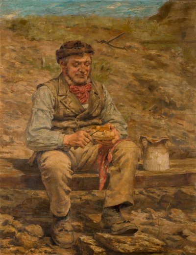 Arbeider die lunch eet, 1886-87 door John Hodgson Campbell