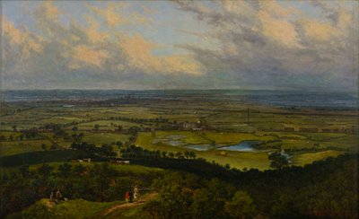 Uitzicht op Gerrard Wood vanaf Tandle Hill, met Middleton in de verte door John Holland