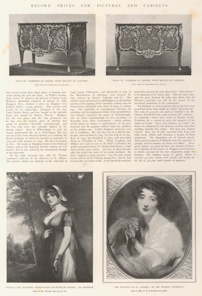 Recordprijzen voor schilderijen en kasten door John Hoppner