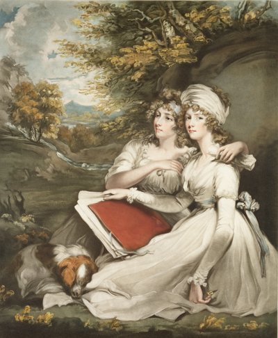 De Dochters van Sir Thomas Frankland, Bart., gegraveerd en uitgegeven door William Ward, 1797 (mezzotint gravure) door John Hoppner