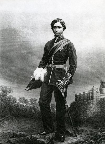Albert Edward, Prins van Wales, gegraveerd door D.J. Pound van een foto, uit 