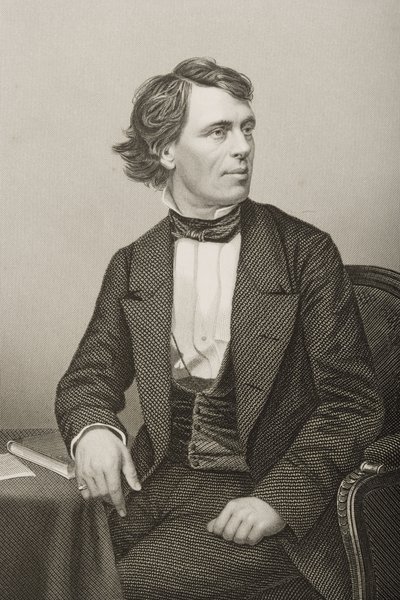 John Bartholomew Gough (1817-86) gegraveerd door D.J. Pound van een foto, uit 