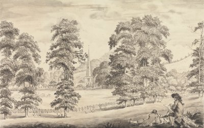 Landschap met Ledbury Kerkspits door John James Barralet