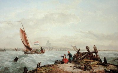 Bij een Nederlandse Haven door John James Wilson