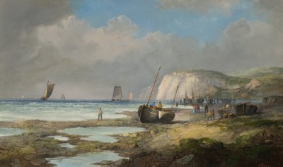 Zeegezicht met Vissersboten door John James Wilson