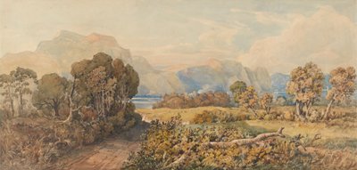 Landschap met rivier en bergen door John Joseph Cotman