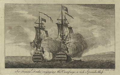 Sir Francis Drake in gevecht met de 