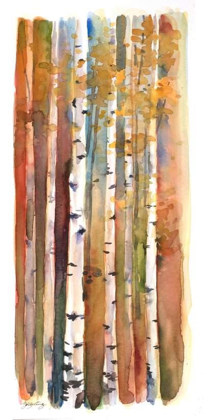 Berken in de herfst, 2013 door John Keeling