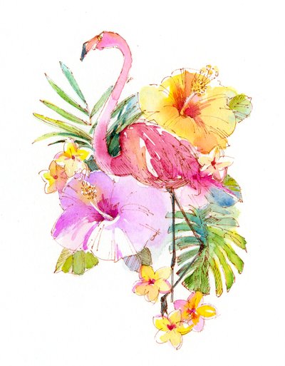Tropische collage, 2017 (aquarel) door John Keeling
