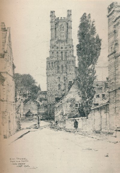 Ely Tower, vanuit het zuiden, 1924 door John Keppie