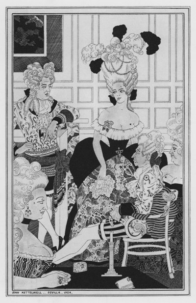 Illustratie voor The Way of the World door William Congreve (litho) door John Kettelwell