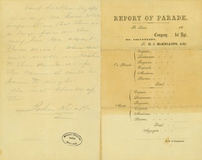 Brief van John Knapp, Camp Jackson, aan zijn vrouw, 10 mei 1861 door John Knapp