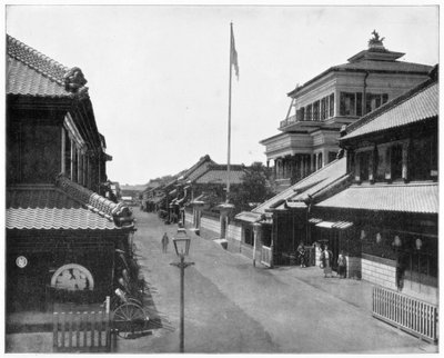 Straat in Tokio, Japan, eind 19e eeuw door John L. Stoddard