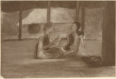 Meisjes in een Samoaanse hut door John La Farge