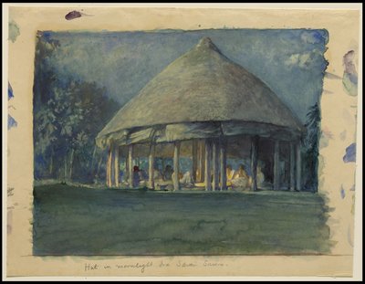 Hut in maanlicht, Iva, Savaii, oktober 1890, 1890 door John La Farge or Lafarge