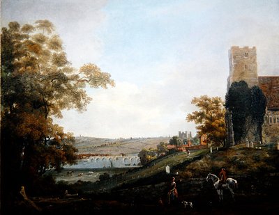 Rochester vanaf de Oevers van de Medway door John Laporte