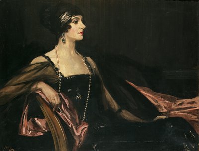 Een Dame in het Zwart: Portret van Jean Ainsworth, Viscountess Massereene en Ferrard door John Lavery