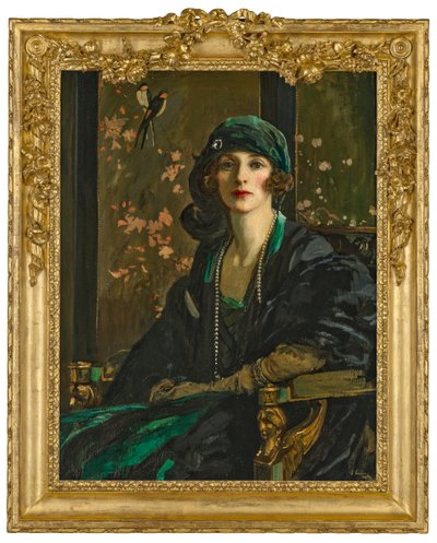 Een Dame in Zwart en Groen: Mevrouw Freda Dudley Ward door John Lavery