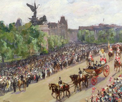 Een staatsprocessie, Hyde Park Corner door John Lavery