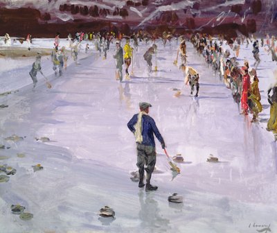 Curling in Wengen door John Lavery
