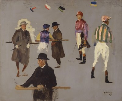 Jockeys en eigenaren bij Epsom door John Lavery