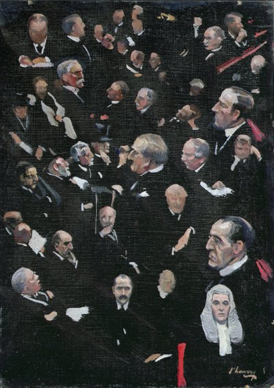 Studies in het Hogerhuis, Burggraaf Morley die het adres beweegt, 14 december 1921 door John Lavery