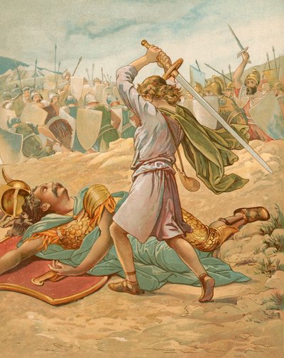 David op het punt Goliath te doden door John Lawson