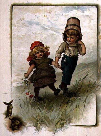 Jack en Jill, uit een geïllustreerd boek met kinderrijmpjes door John Lawson