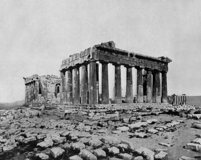 Parthenon van de Akropolis, Athene (zw/w foto) door John Lawson Stoddard