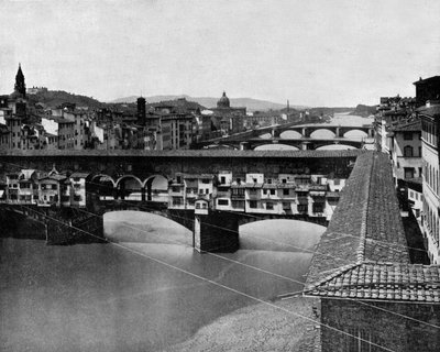 De Ponte Vecchio in Florence, Italië, oude brug over de Arno door John Lawson Stoddard