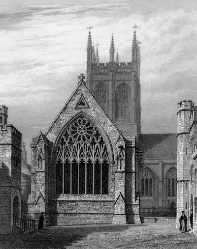 Merton College Chapel, vanaf de binnenplaats, Oxford door John Le Keux