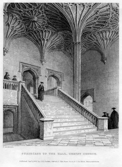 Trap naar de Hal, Christ Church, Universiteit van Oxford, 1833 door John Le Keux