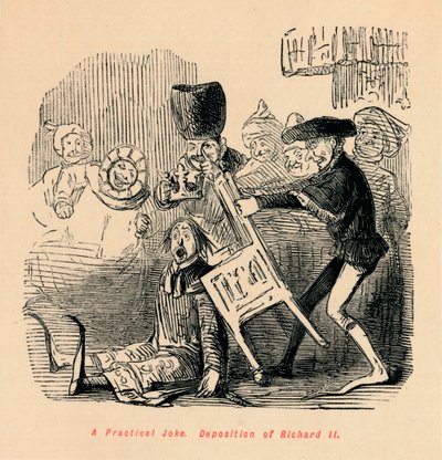 Een praktische grap. Aftreden van Richard II, ca. 1860 door John Leech