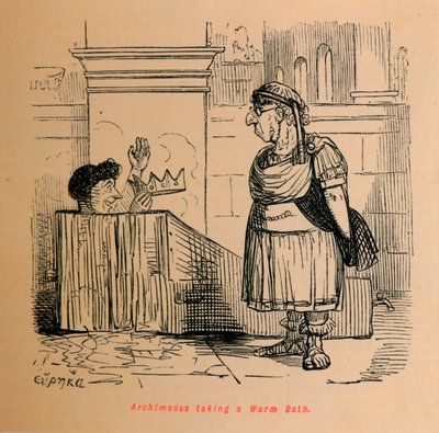 Archimedes neemt een warm bad, 1852 door John Leech