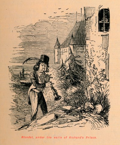 Blondel, onder de muren van Richards Gevangenis, ca. 1860 door John Leech