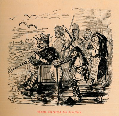 Koning Canute berispt zijn hovelingen, ca. 1860 door John Leech