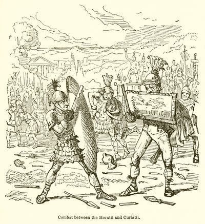 Gevecht tussen de Horatii en Curiatii door John Leech