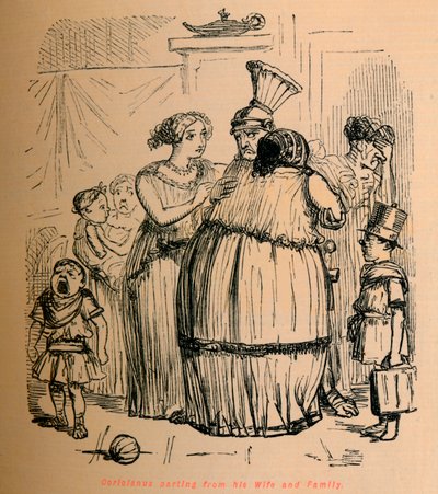 Coriolanus neemt afscheid van zijn vrouw en familie, 1852 door John Leech
