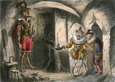 Ontdekking van Guido Fawkes door Suffolk en Mounteagle door John Leech