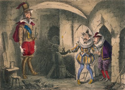 Ontdekking van Guido Fawkes door Suffolk en Mounteagle door John Leech