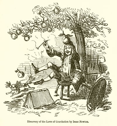 Ontdekking van de wetten van de zwaartekracht door Isaac Newton door John Leech