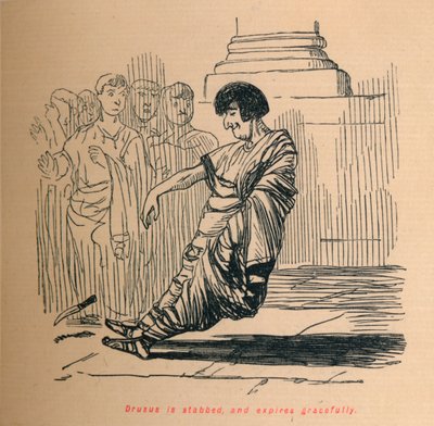 Drusus wordt neergestoken en sterft gracieus, 1852 door John Leech