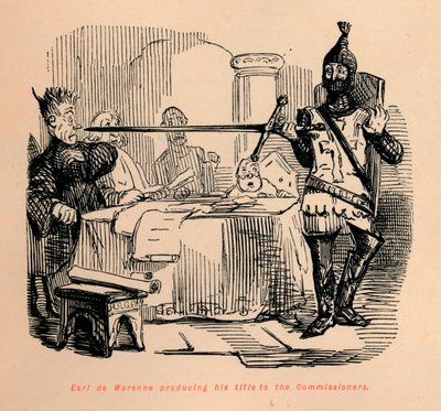 Graaf de Warenne toont zijn titel aan de Commissarissen, ca. 1860, ca. 1860 door John Leech