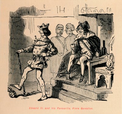 Edward II en zijn favoriet, Piers Gaveston, c1860 door John Leech