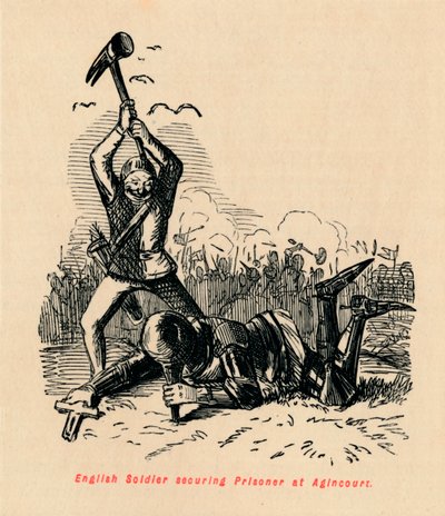 Engelse Soldaat beveiligt Gevangene bij Agincourt, ca. 1860 door John Leech