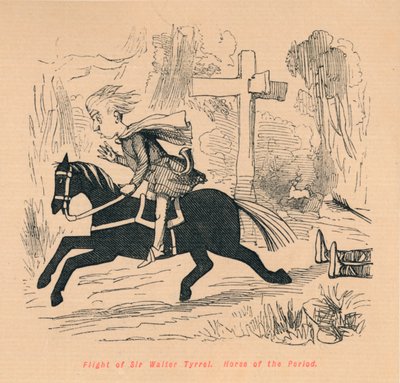 Vlucht van Sir Walter Tyrrel. Paard van de periode door John Leech