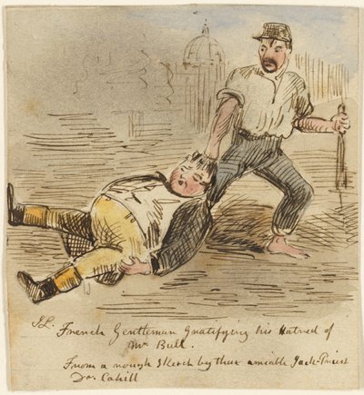 Franse heer bevredigt zijn haat tegen Mr. Bull door John Leech
